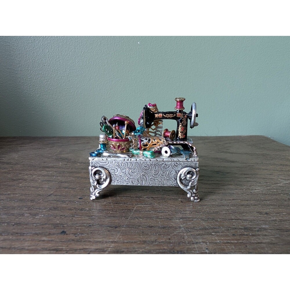 Sweet Romance Sewing Machine Storybox Trinket Box Made in USA